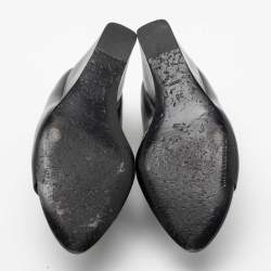 مملوكة مسبقًا حذاء كعب عالي أليكساندر وانغ ألا جلد أسود كعب روكي مقدمة مفتوحة مقاس 38