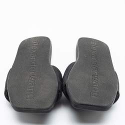 Alexander Wang Black Nylon Logo Flat Slides Size 38