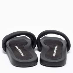 Alexander Wang Black Nylon Logo Flat Slides Size 38