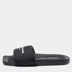 Alexander Wang Black Nylon Logo Flat Slides Size 38