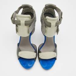 Pre Owned صندل أليكساندر وانغ كلوي جلد وحافة جلد سالمون بيج / وردي سير كاحل مقاس 39 