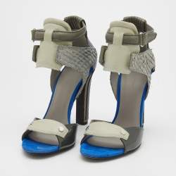 Pre Owned صندل أليكساندر وانغ كلوي جلد وحافة جلد سالمون بيج / وردي سير كاحل مقاس 39 