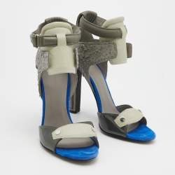 Pre Owned صندل أليكساندر وانغ كلوي جلد وحافة جلد سالمون بيج / وردي سير كاحل مقاس 39 