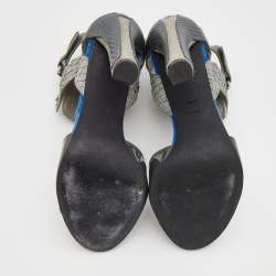 Pre Owned صندل أليكساندر وانغ كلوي جلد وحافة جلد سالمون بيج / وردي سير كاحل مقاس 39 