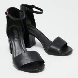 Alexander Wang Black Leather Abby Ankle-Strap Block Heel Sandals Size 39