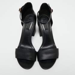 Alexander Wang Black Leather Abby Ankle-Strap Block Heel Sandals Size 39