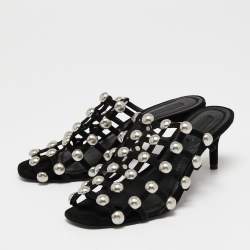 Alexander Wang Black Suede Studded Slide Sandals Size 37
