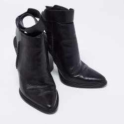 Alexander Wang Black Leather Dasha Ankle Boots Size 37