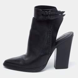 Alexander Wang Black Leather Dasha Ankle Boots Size 37