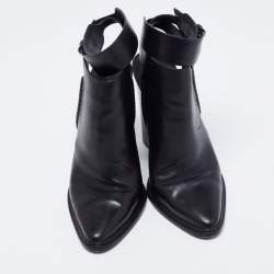 Alexander Wang Black Leather Dasha Ankle Boots Size 37