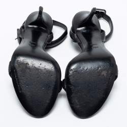 Pre Owned Alexander Wang Black Lizard Embossed Leather Antonia Ankle-Strap Sandals Size 36.5