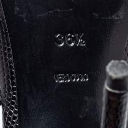 Pre Owned Alexander Wang Black Lizard Embossed Leather Antonia Ankle-Strap Sandals Size 36.5