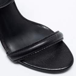 Pre Owned Alexander Wang Black Lizard Embossed Leather Antonia Ankle-Strap Sandals Size 36.5