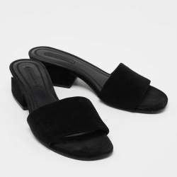 Pre Owned Alexander Wang Black Suede Lou Slide Sandals Size 36