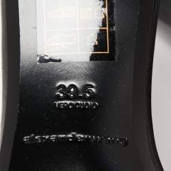 Pre Owned Alexander Wang Black Leather Anya Logo Slide Sandals Size 39.5