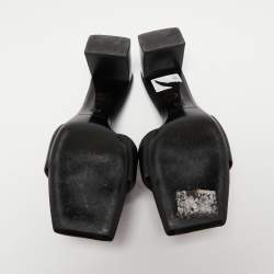 Pre Owned Alexander Wang Black Leather Anya Logo Slide Sandals Size 39.5