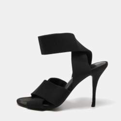 Alexander Wang Black Canvas Ankle Wrap Sandals Size 36