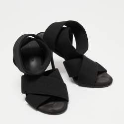 Alexander Wang Black Canvas Ankle Wrap Sandals Size 36