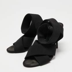 Alexander Wang Black Canvas Ankle Wrap Sandals Size 36