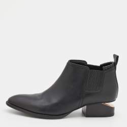 Alexander Wang Black Leather Gabi Ankle Length Boots Size 38