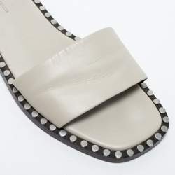 Alexander Wang Light Grey Leather Lola Studded Flat Slides Size 39