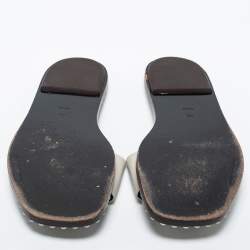 Alexander Wang Light Grey Leather Lola Studded Flat Slides Size 39
