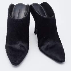 Alexander Wang Black Calf Hair Miranda Pointed Toe Mules Size 37