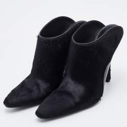 Alexander Wang Black Calf Hair Miranda Pointed Toe Mules Size 37