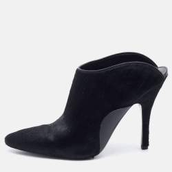 Alexander Wang Black Calf Hair Miranda Pointed Toe Mules Size 37