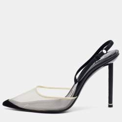 Alexander Wang Transparent/Black Mesh and Suede Alix Slingback Pumps Size 39.5