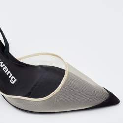 Alexander Wang Transparent/Black Mesh and Suede Alix Slingback Pumps Size 39.5