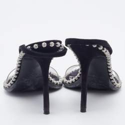 Alexander Wang Black/Transparent Suede and PVC Nova Slingback Sandals Size 37