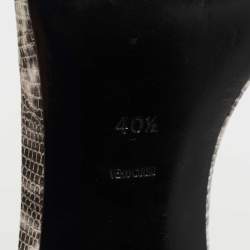 Alexander Wang White/Black Lizard Embossed Leather Ankle Strap Sandals Size 40.5