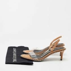 Alexander Wang Beige Suede and PVC Nova Slingback Sandals Size 37
