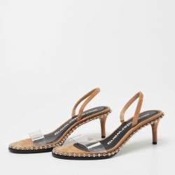 Alexander Wang Beige Suede and PVC Nova Slingback Sandals Size 37