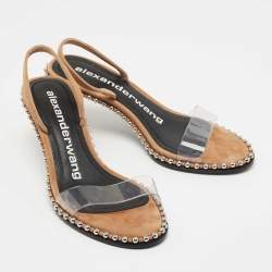 Alexander Wang Beige Suede and PVC Nova Slingback Sandals Size 37