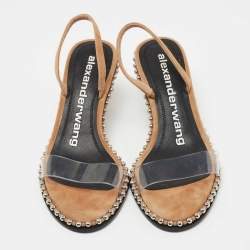 Alexander Wang Beige Suede and PVC Nova Slingback Sandals Size 37