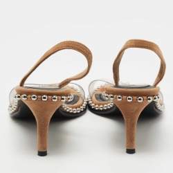 Alexander Wang Beige Suede and PVC Nova Slingback Sandals Size 37