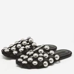 Alexander Wang Black Satin Amelia Mule Flats Size 36.5