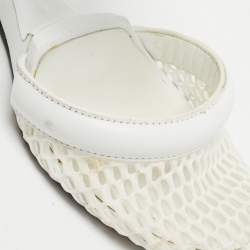 Alexander Wang White Leather and Fabric Ankle Wedge Ankle Strap Pumps Size 37