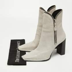 Alexander Wang Light Grey Leather Lane Ankle Boots Size 38.5
