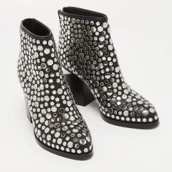 Alexander Wang Black Studded Leather Gabi Ankle Booties Size 35.5