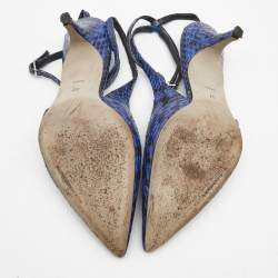 Alexander Wang Blue/Black Python Leather Lera Ankle Strap Pumps Size 37