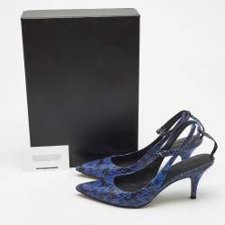 Alexander Wang Blue/Black Python Leather Lera Ankle Strap Pumps Size 37