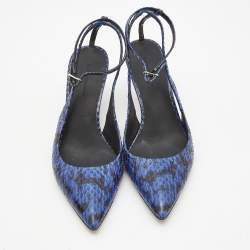Alexander Wang Blue/Black Python Leather Lera Ankle Strap Pumps Size 37