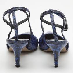 Alexander Wang Blue/Black Python Leather Lera Ankle Strap Pumps Size 37