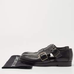 Alexander Wang Black Leather Double Cutout Monk Strap Loafers Size 38