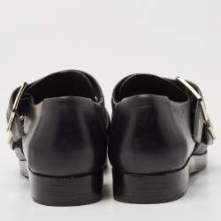 Alexander Wang Black Leather Double Cutout Monk Strap Loafers Size 38