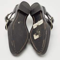 Alexander Wang Black Leather Double Cutout Monk Strap Loafers Size 38