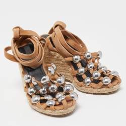 Alexander Wang Brown Suede Wedge Ankle Sandals Size 37